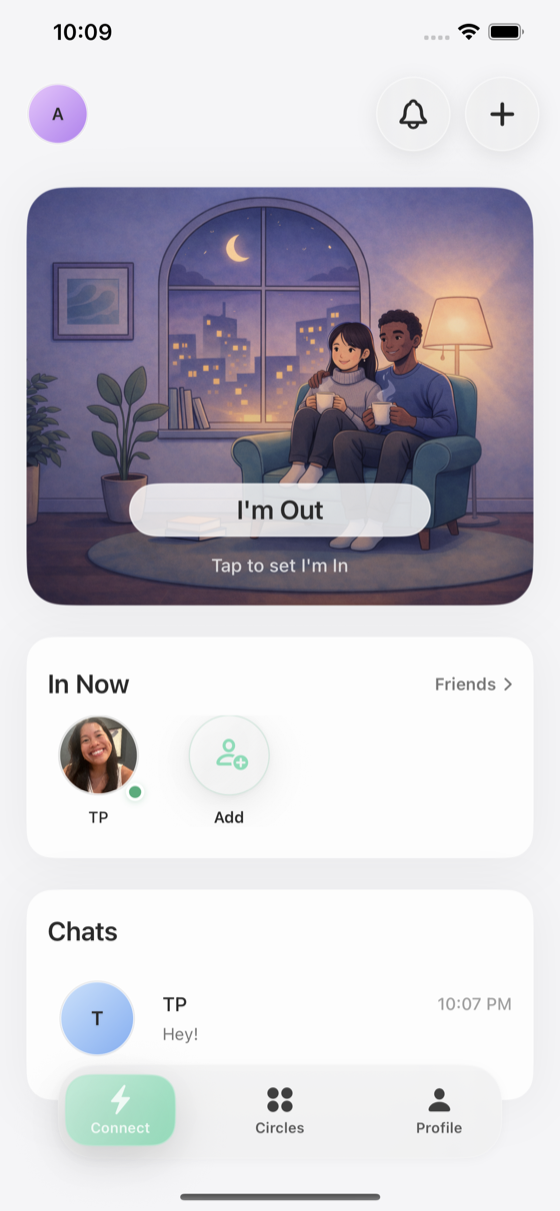 I'm In app screenshot: I'm Out screen